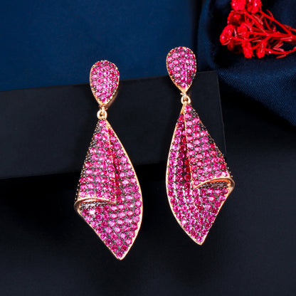 1 Pair Casual Solid Color Plating Inlay Copper Zircon Rhodium Plated Silver Plated Drop Earrings