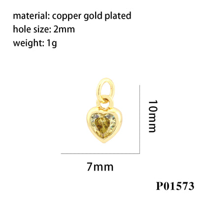 Inlaid Color Zircon Love Heart-Shaped Necklace Bracelet Pendant Diy Decorative Pendant Handmade Materials Semi-Finished Products Wholesale