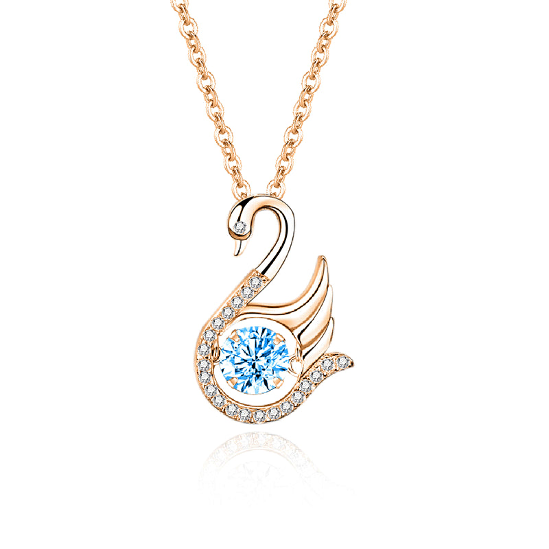 Simple Style Swan Sterling Silver Inlay Moissanite Zircon Pendant Necklace