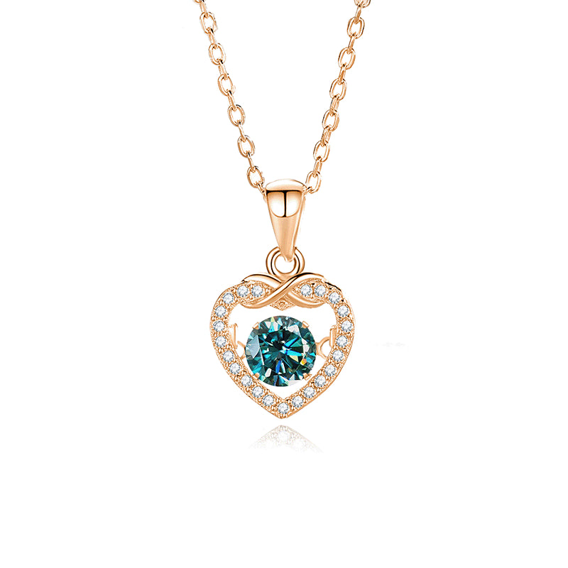 Simple Style Heart Shape Sterling Silver Inlay Moissanite Zircon Pendant Necklace