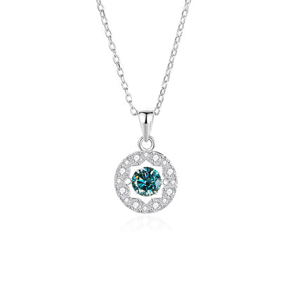 Simple Style Solid Color Sterling Silver Inlay Moissanite Zircon Pendant Necklace