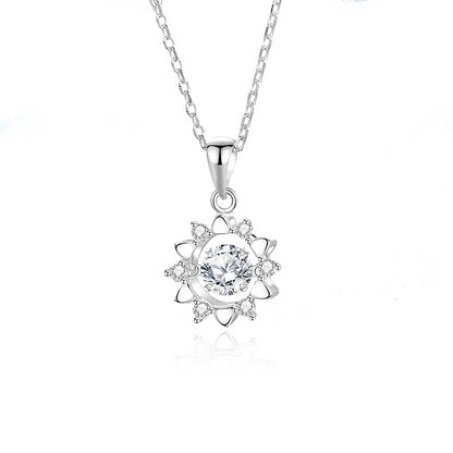 Simple Style Solid Color Sterling Silver Inlay Moissanite Zircon Pendant Necklace