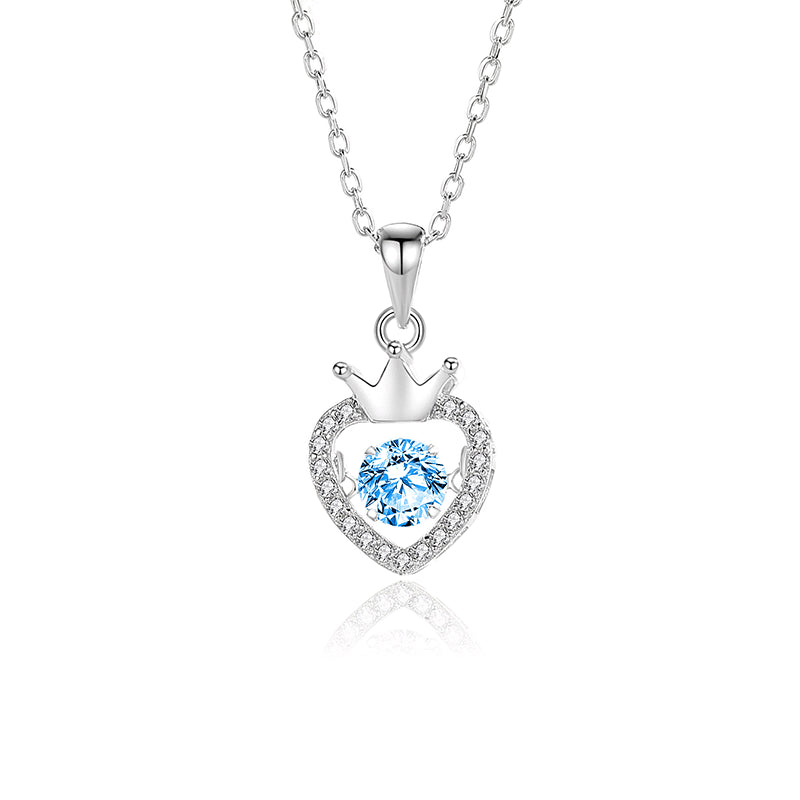 Simple Style Heart Shape Crown Sterling Silver Inlay Moissanite Zircon Pendant Necklace