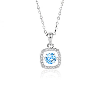 Simple Style Solid Color Sterling Silver Inlay Moissanite Zircon Pendant Necklace