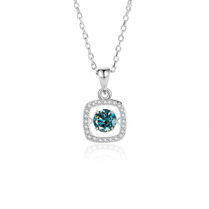 Simple Style Solid Color Sterling Silver Inlay Moissanite Zircon Pendant Necklace