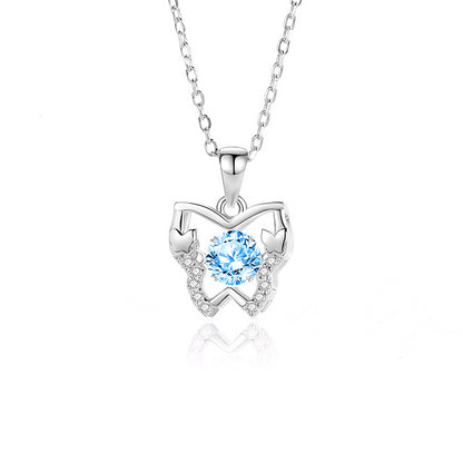 Simple Style Butterfly Sterling Silver Inlay Moissanite Zircon Pendant Necklace