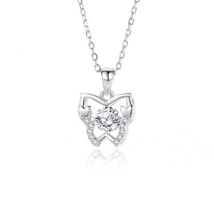 Simple Style Butterfly Sterling Silver Inlay Moissanite Zircon Pendant Necklace