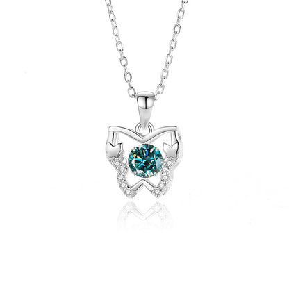 Simple Style Butterfly Sterling Silver Inlay Moissanite Zircon Pendant Necklace