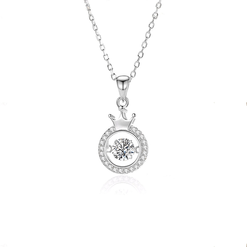 Simple Style Crown Sterling Silver Inlay Moissanite Zircon Pendant Necklace