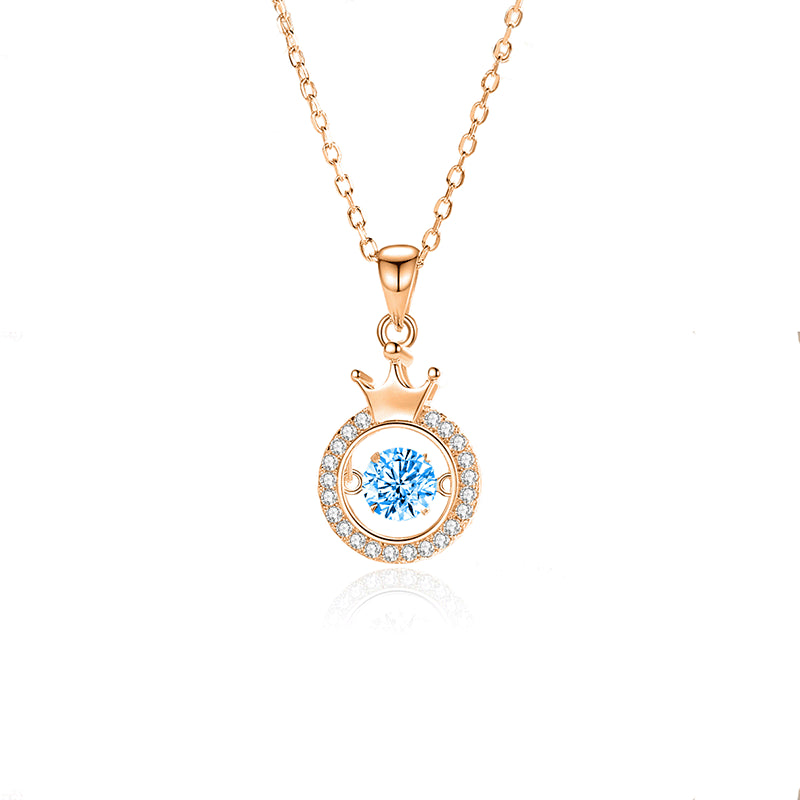 Simple Style Crown Sterling Silver Inlay Moissanite Zircon Pendant Necklace