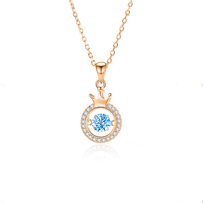 Simple Style Crown Sterling Silver Inlay Moissanite Zircon Pendant Necklace