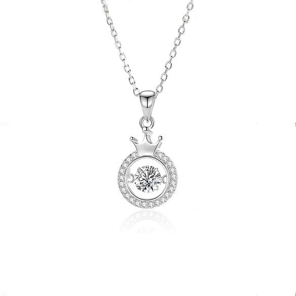 Simple Style Crown Sterling Silver Inlay Moissanite Zircon Pendant Necklace