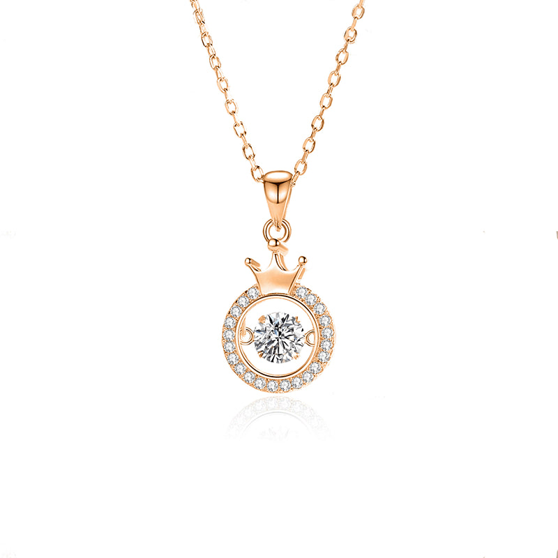 Simple Style Crown Sterling Silver Inlay Moissanite Zircon Pendant Necklace