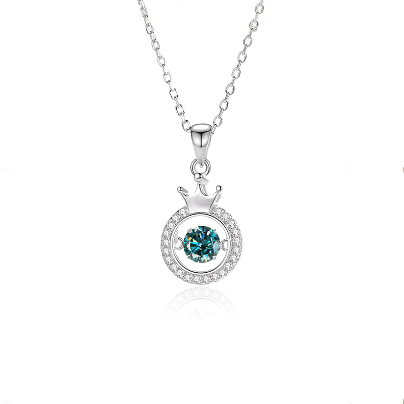 Simple Style Crown Sterling Silver Inlay Moissanite Zircon Pendant Necklace