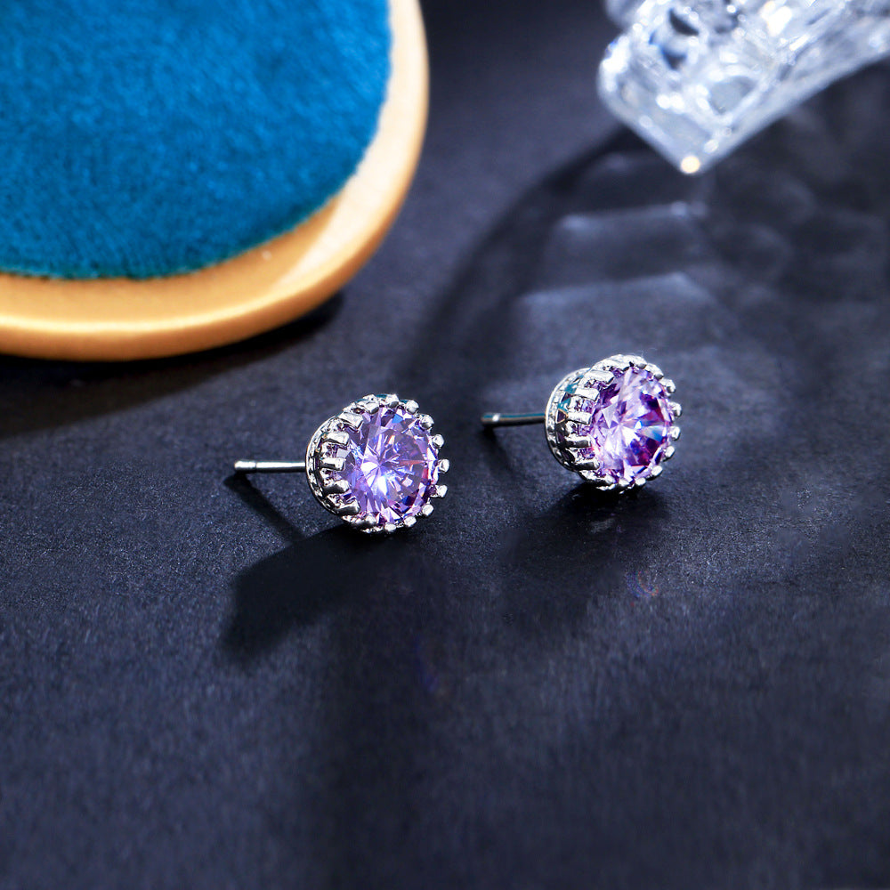 1 Pair Simple Style Commute Solid Color Plating Inlay Copper Zircon White Gold Plated Rhodium Plated Ear Studs