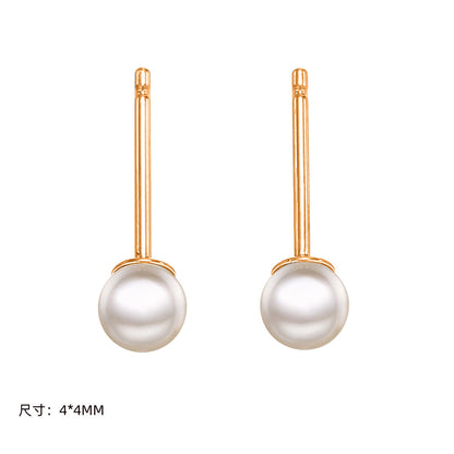 Fashion Geometric Stainless Steel Plating Artificial Pearls Ear Studs 1 Pair