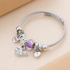 Elegant Swan Letter Heart Shape Stainless Steel Plating Inlay Zircon Bangle