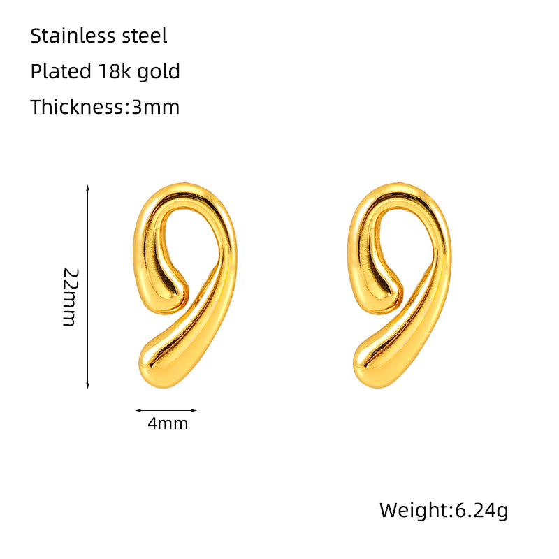 1 Pair Simple Style Classic Style Commute Solid Color Plating Stainless Steel Gold Plated Earrings