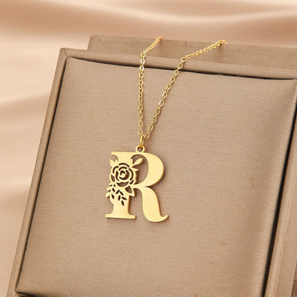 Wholesale Basic Classic Style Letter Stainless Steel Plating Pendant Necklace