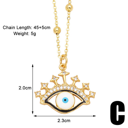 Modern Style Simple Style Eye Copper Plating Inlay Zircon 18k Gold Plated Pendant Necklace