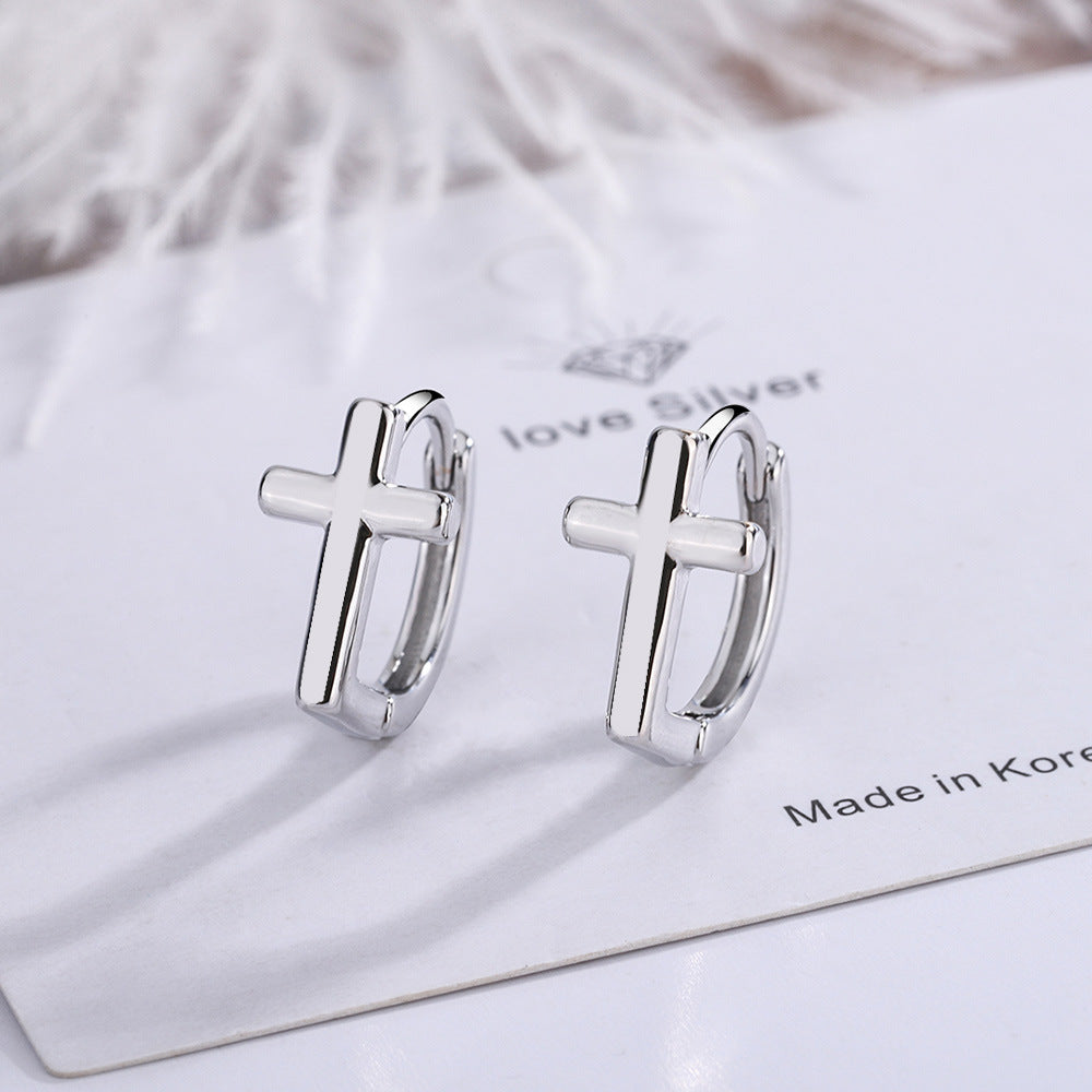 1 Pair Lady Cross Plating Copper Earrings