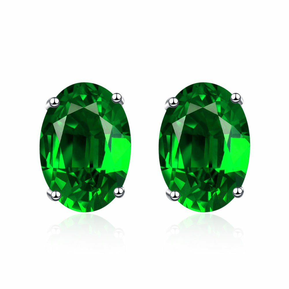 1 Pair Simple Style Oval Inlay Copper Zircon Ear Studs