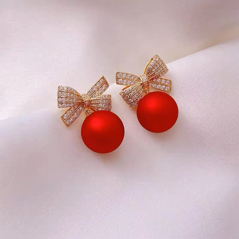 1 Pair Sweet Bow Knot Plating Inlay Alloy Zircon Drop Earrings