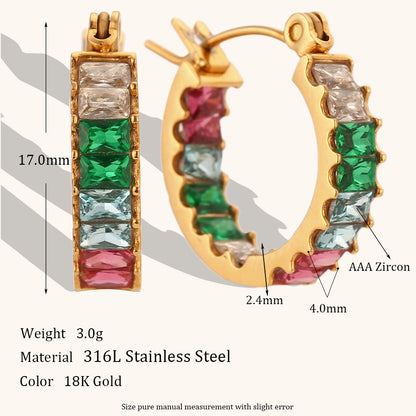 Classic Style Color Block Stainless Steel Titanium Steel Inlay Zircon Rings Earrings