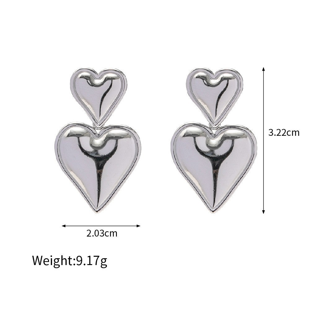 1 Pair Hip-hop Retro Heart Shape Plating Stainless Steel Gold Plated Drop Earrings