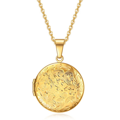 Wholesale Classic Style Round Titanium Steel Plating Gold Plated Pendant Necklace