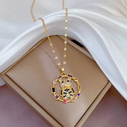 Simple Style Bear Titanium Steel Copper Gold Plated Zircon Pendant Necklace In Bulk