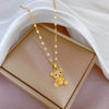 Simple Style Bear Titanium Steel Copper Gold Plated Zircon Pendant Necklace In Bulk