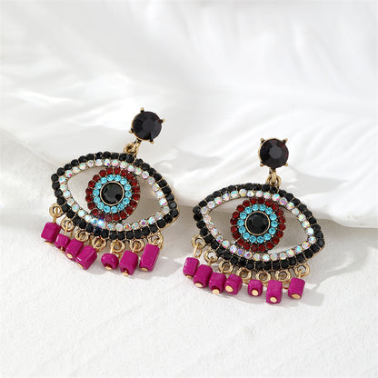 1 Pair Classical Vintage Style Exaggerated Devil's Eye Plating Inlay Alloy Pearl Zircon Drop Earrings