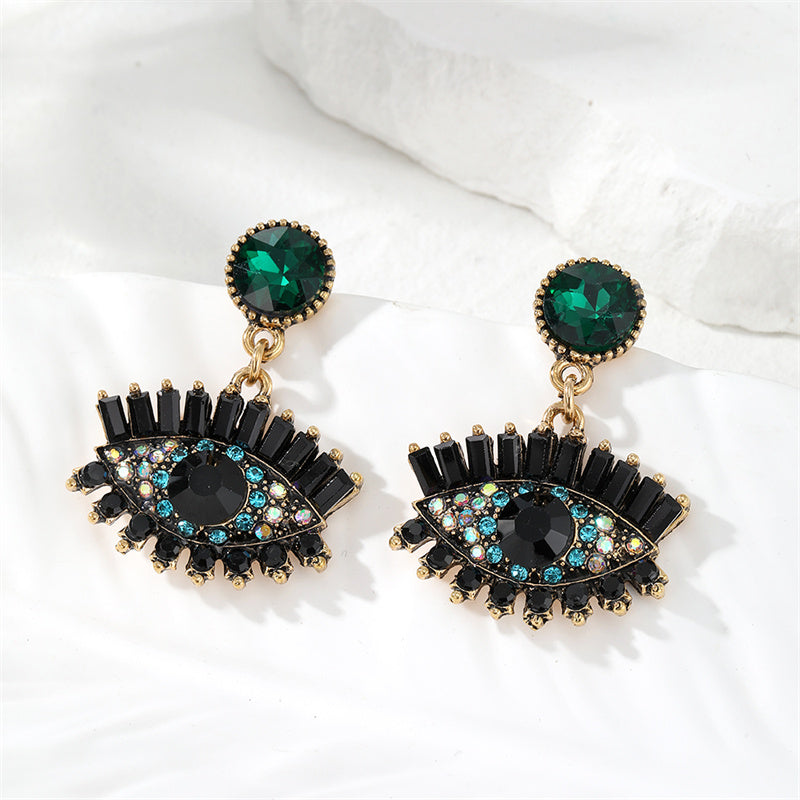 1 Pair Classical Vintage Style Exaggerated Devil's Eye Plating Inlay Alloy Pearl Zircon Drop Earrings