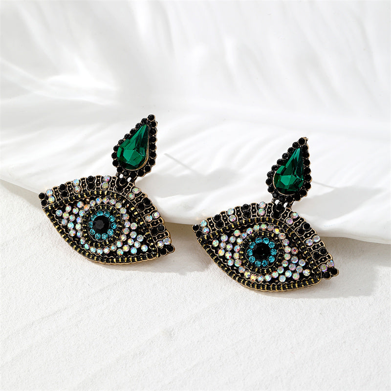 1 Pair Classical Vintage Style Exaggerated Devil's Eye Plating Inlay Alloy Pearl Zircon Drop Earrings