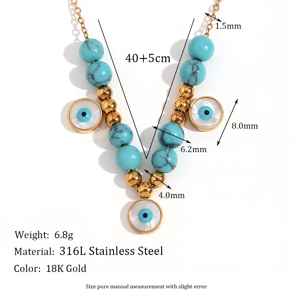 Wholesale Vintage Style Simple Style Classic Style Devil's Eye Stainless Steel Plating 18k Gold Plated Pendant Necklace