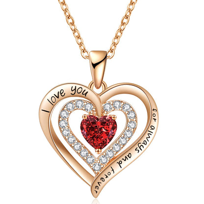 Basic Simple Style Heart Shape Sterling Silver Plating Inlay Zircon Rose Gold Plated Pendant Necklace