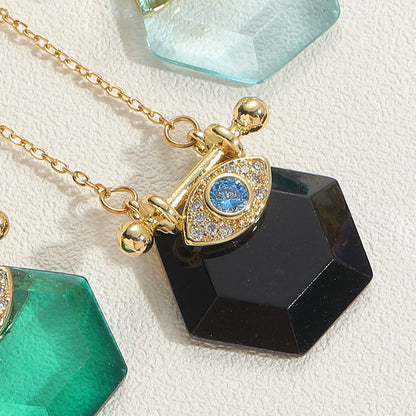 Vintage Style Simple Style Devil's Eye Copper Plating Inlay Zircon 14k Gold Plated Pendant Necklace