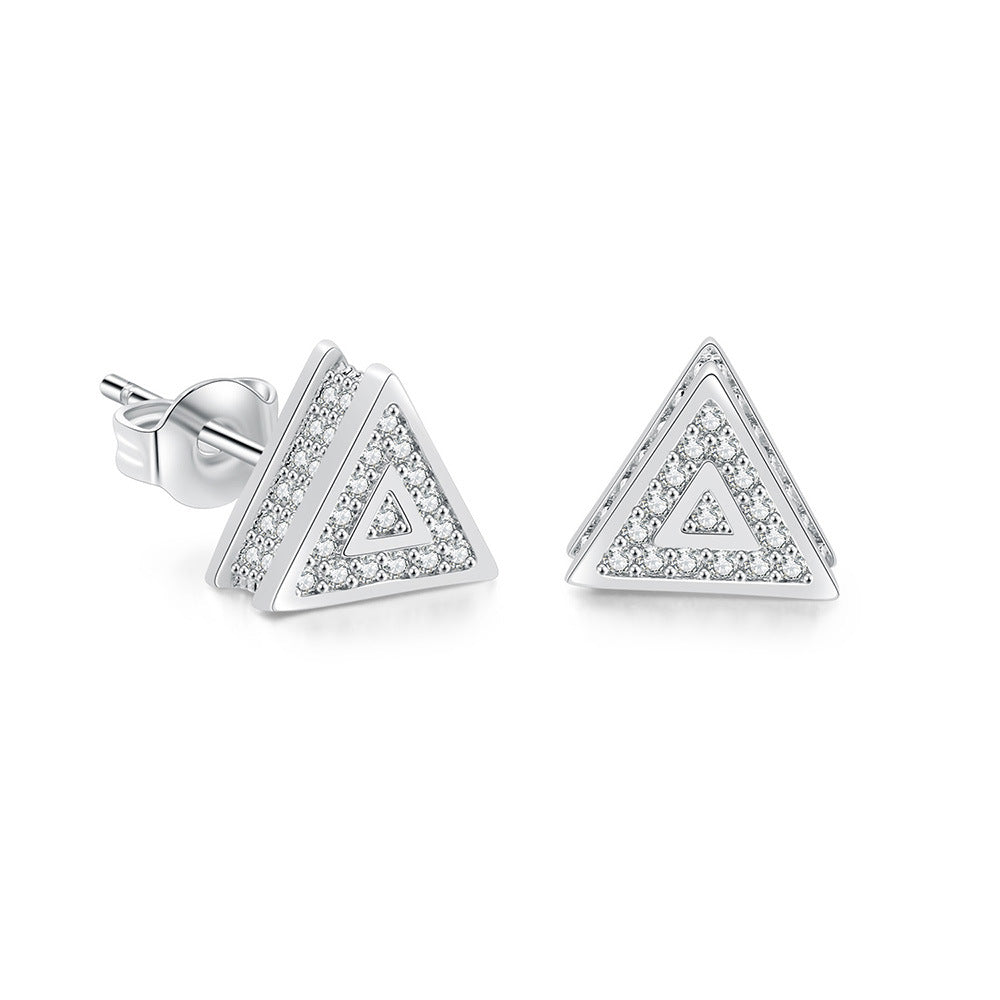 1 Pair Hip-hop Triangle Plating Inlay Copper Zircon Ear Studs