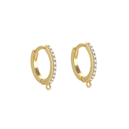 1 Pair Simple Style Color Block Plating Inlay Sterling Silver Zircon Hoop Earrings