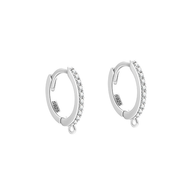 1 Pair Simple Style Color Block Plating Inlay Sterling Silver Zircon Hoop Earrings