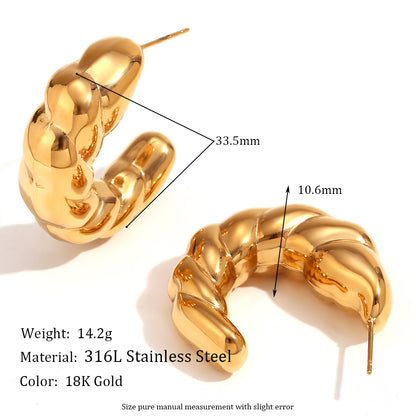 1 Pair Vintage Style Simple Style Classic Style Geometric Snake Plating Inlay Stainless Steel Rhinestones 18k Gold Plated Earrings