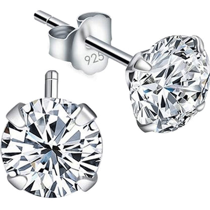 1 Pair Simple Style Solid Color Inlay Sterling Silver Zircon Ear Studs