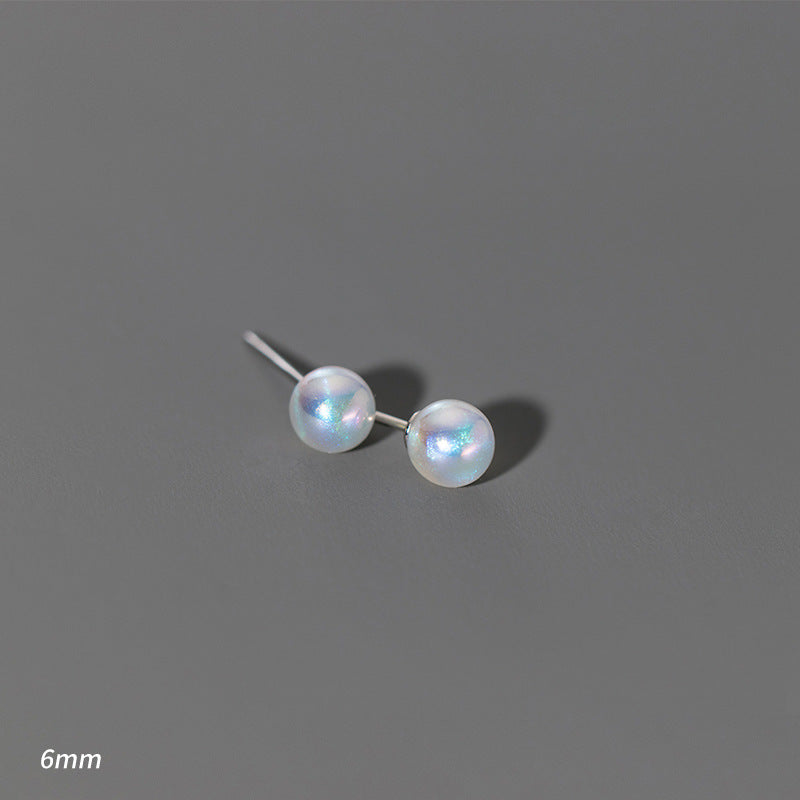 1 Pair Simple Style Round Artificial Pearl Sterling Silver Ear Studs