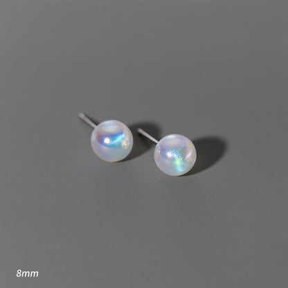 1 Pair Simple Style Round Artificial Pearl Sterling Silver Ear Studs