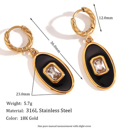 1 Pair Vintage Style Simple Style Classic Style Geometric Snake Plating Inlay Stainless Steel Rhinestones 18k Gold Plated Earrings