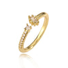 Simple Style Water Droplets Copper 18k Gold Plated Zircon Open Rings In Bulk