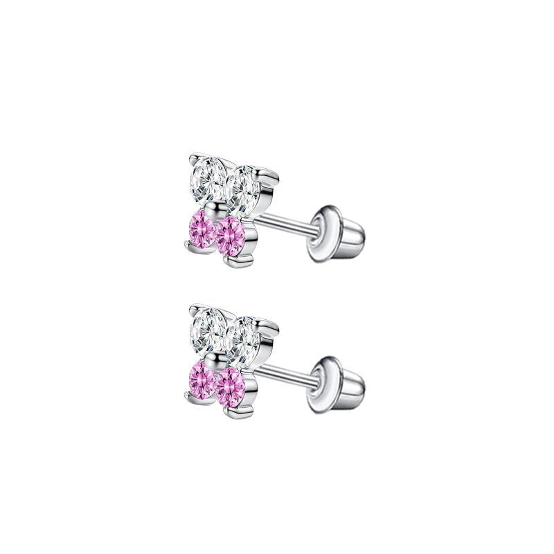 1 Pair Simple Style Cross Star Butterfly Plating Inlay Stainless Steel Zircon Ear Studs