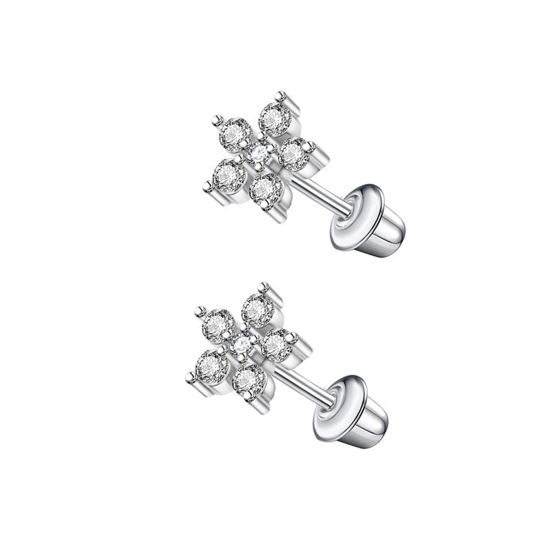 1 Pair Simple Style Cross Star Butterfly Plating Inlay Stainless Steel Zircon Ear Studs