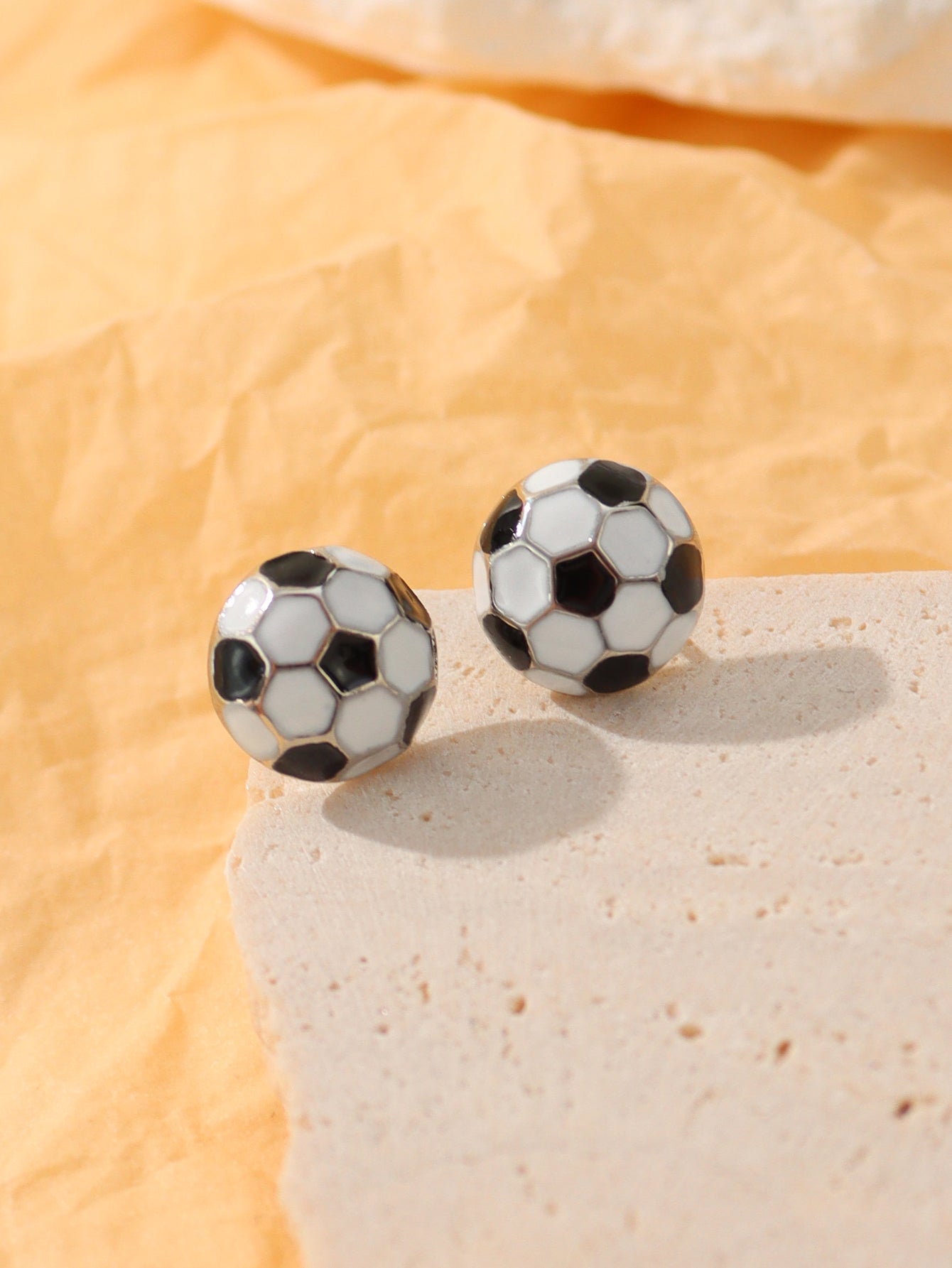 1 Pair Simple Style Sports Basketball Football Painted Epoxy Plating Alloy 14k Gold Plated Ear Studs